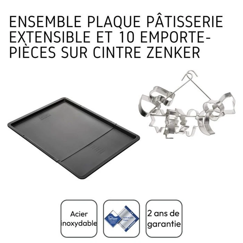 Ensemble avec plaque a pâtisserie extensible et 9 emporte-pieces sur cintre - ZENKER