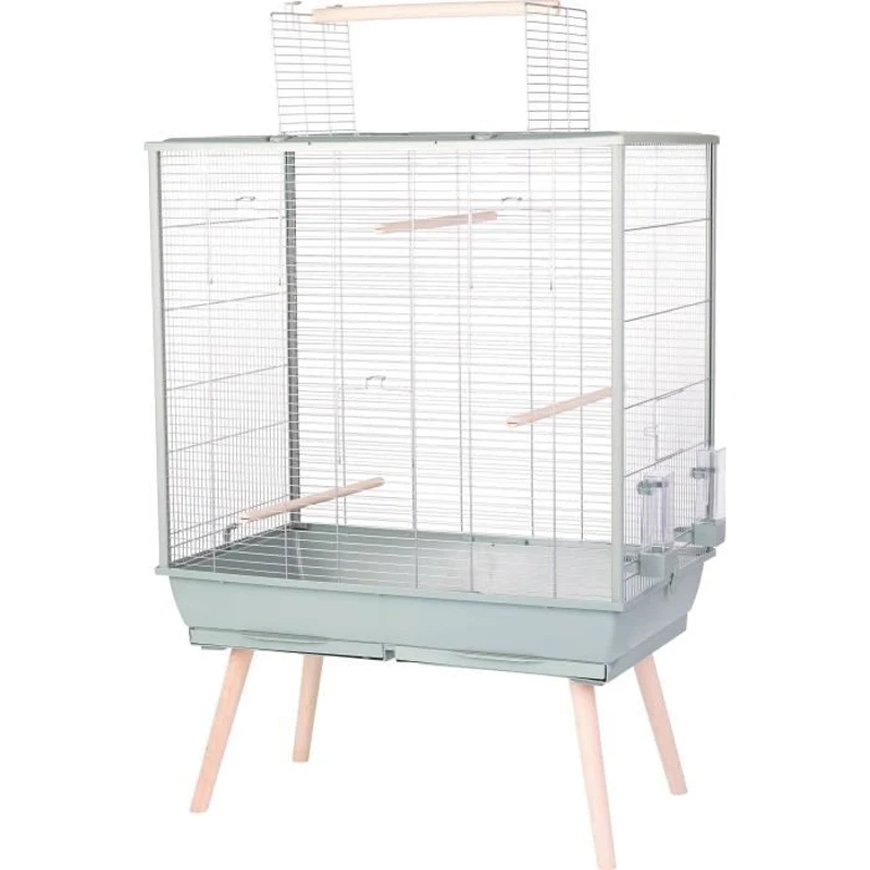 ZOLUX Cage grillagée surélevée pour oiseau - Pour perruche, calopsitte, canari - 81 x 48 x 130 cm - Néolife - Vert