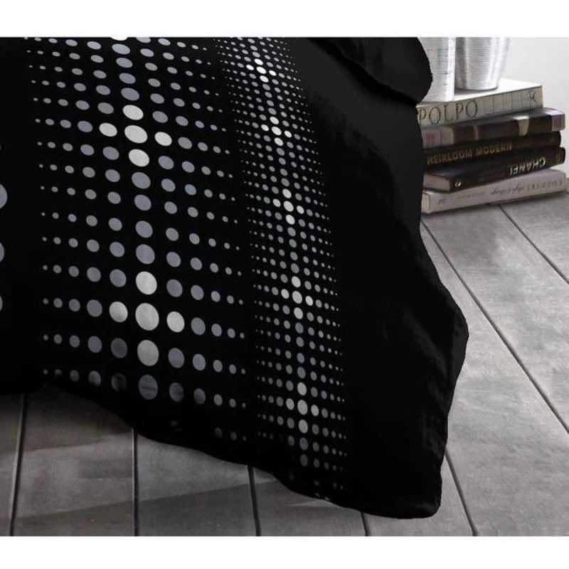 Parure de couette microfibre Steevy - 1 housse de couette 140x200 cm + 1 taie 63x63 cm - Noir - HOME LINGE PASSION
