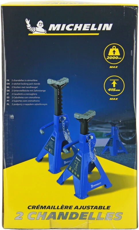 Chandelles a crémaillere Maxi 2 T hauteur 280 a 415mm - MICHELIN - Blocage facile et rapide avec levier + goupille de sécurité