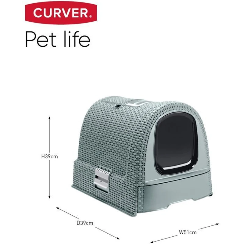 CURVER Bac a litiere pour chats - Bleu gris - Pour chat - 51 x 38,5 x 39,5 cm