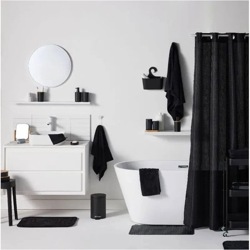 Set de douche - TODAY - UTILITY - Panier, tapis, rideau - Black