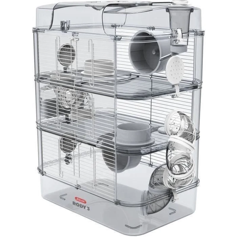 ZOLUX Cage sur 3 étages  Rody3 trio - Pour hamsters, souris et gerbilles - L 41 x p 27 x h 53 cm - Blanc