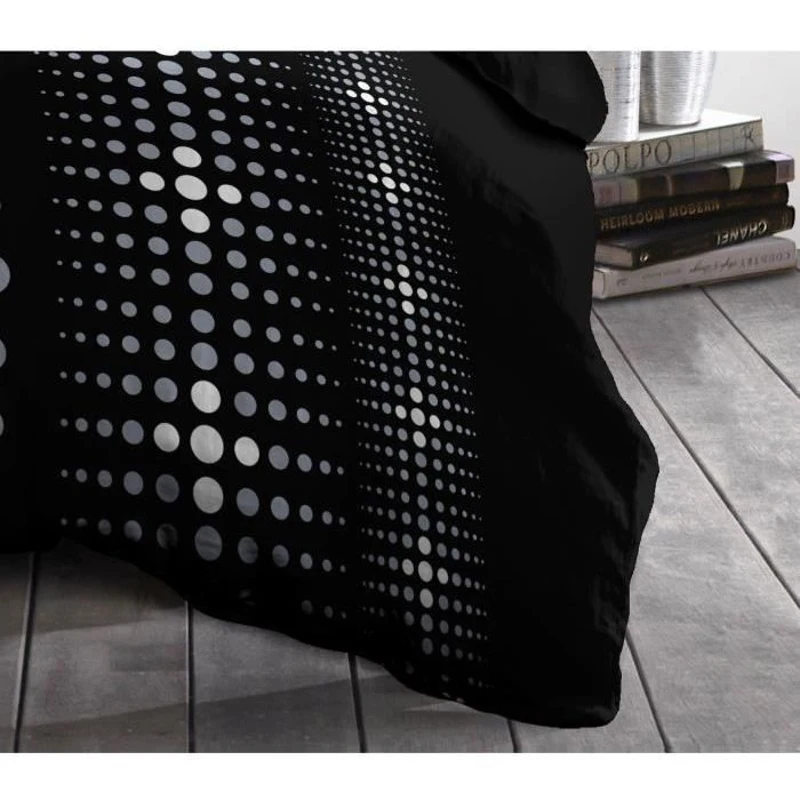 Parure de couette Microfibre STEEVY 220x240cm et 2 taies d'oreillers 63x63cm Noir