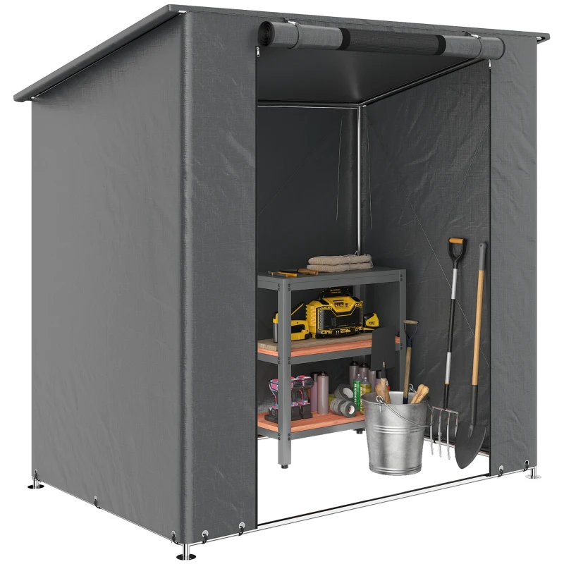 Outsunny Garage Tent 190x120 cm Waterproof Storage Tent with Roll-up Zipper Door, Vent Window Dark Gray