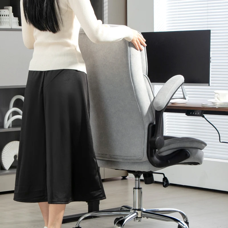 HOMCOM Fauteuil de bureau, chaise bureau ergonomique, hauteur réglable, accoudoirs relevables, 70 x 70 x 114-122 cm, gris