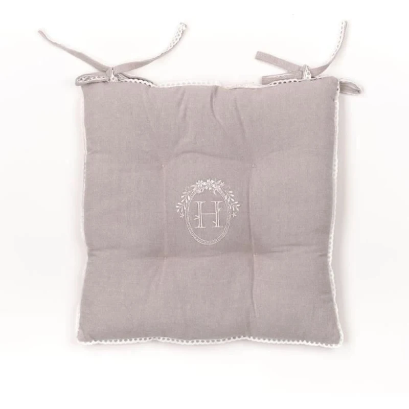 Assise matelassée - TODAY - CHARME - Chambray x Petite Broderie Berenice - 40 x 40 cm