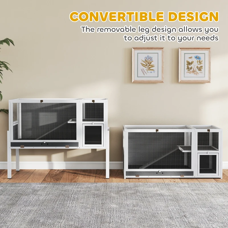 PawHut Kleintierstall für Zwerghamster, Kaninchen, Meerschweinchen, mit Zubehör, erhöhtes Design, Holz, Metall, Grau