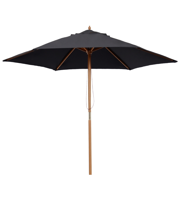 Outsunny Parasol de jardin extérieur parasol droit double toit Hexagonal Grande Taille de Jardin Ø 2,5 x 2,3H m Bois de Bambou Noir