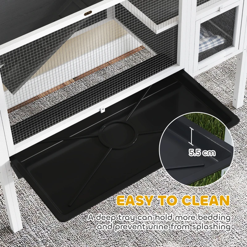 PawHut Kleintierstall für Zwerghamster, Kaninchen, Meerschweinchen, mit Zubehör, erhöhtes Design, Holz, Metall, Grau