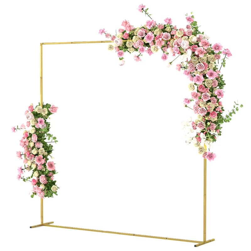 Outsunny Arc de grădină pentru trandafiri din metal Arc de nuntă rezistent la intemperii pentru decor terasă 200x40x200 cm auriu