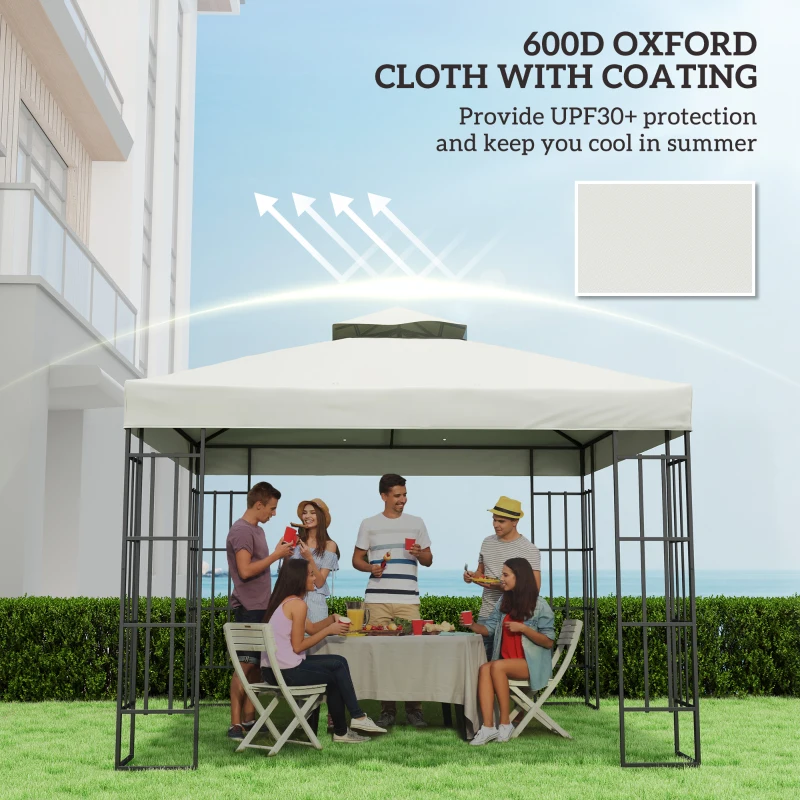 Outsunny Copertura per Gazebo da Giardino 3x3m UPF30+ a 2 Livelli in Poliestere Grigio Chiaro