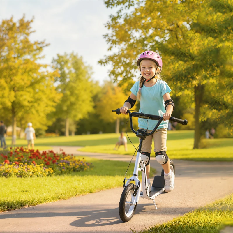 HOMCOM Dual Brakes 12" Metal frame Kick Scooter adjustable black