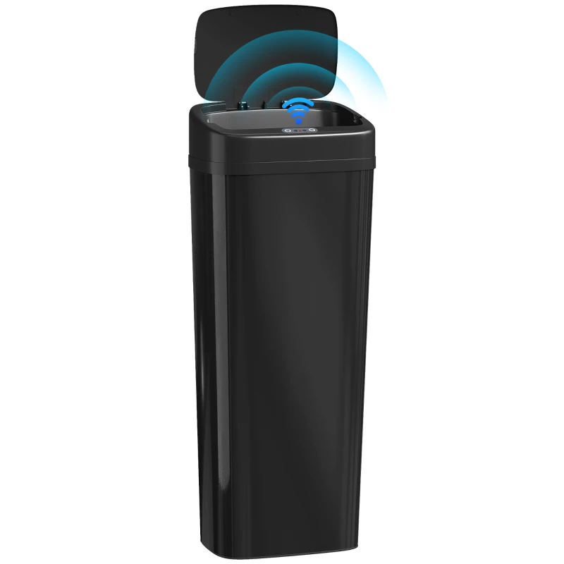 HOMCOM 50L Stainless Steel Sensor Bin - Black