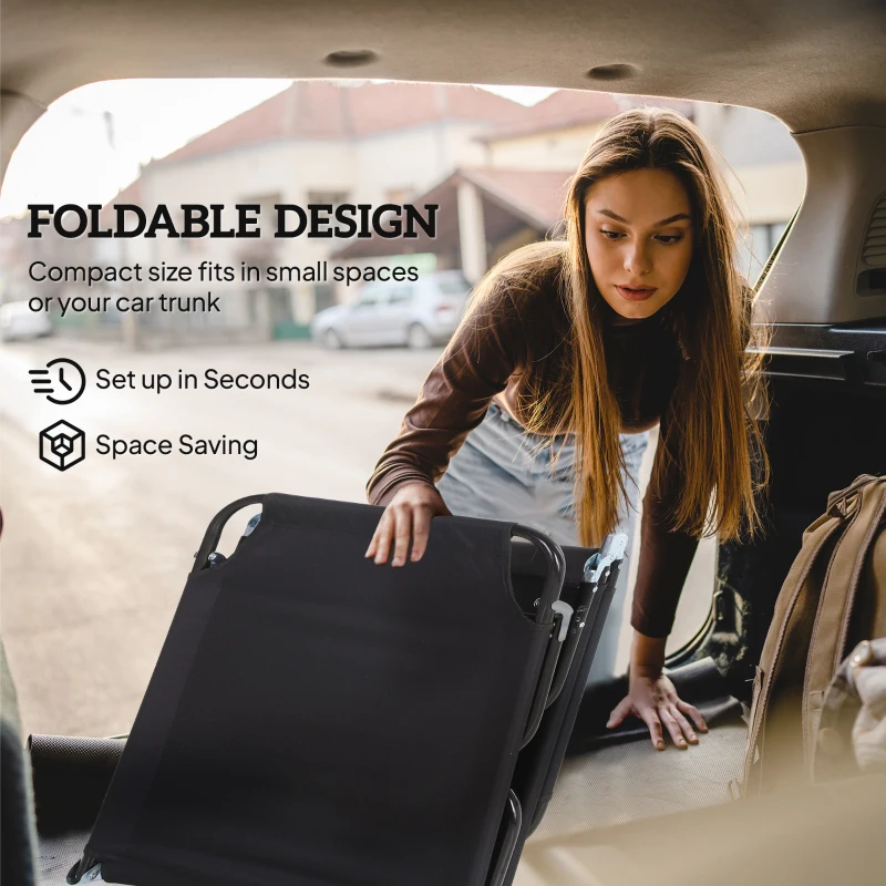 Outsunny Foldable Sun Lounger with 5-Position Adjustable Backrest, Outdoor Portable Recliner Chaise Lounge Chair with Breathable Mesh Fabric, Black