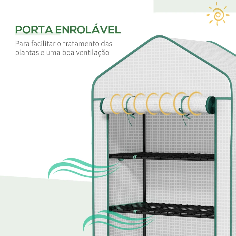 Outsunny Estufa de Jardim de 5 Prateleiras Estufa Resistente com 1 Porta com Fecho de Correr Anti-UV 90x49x193 cm Branco