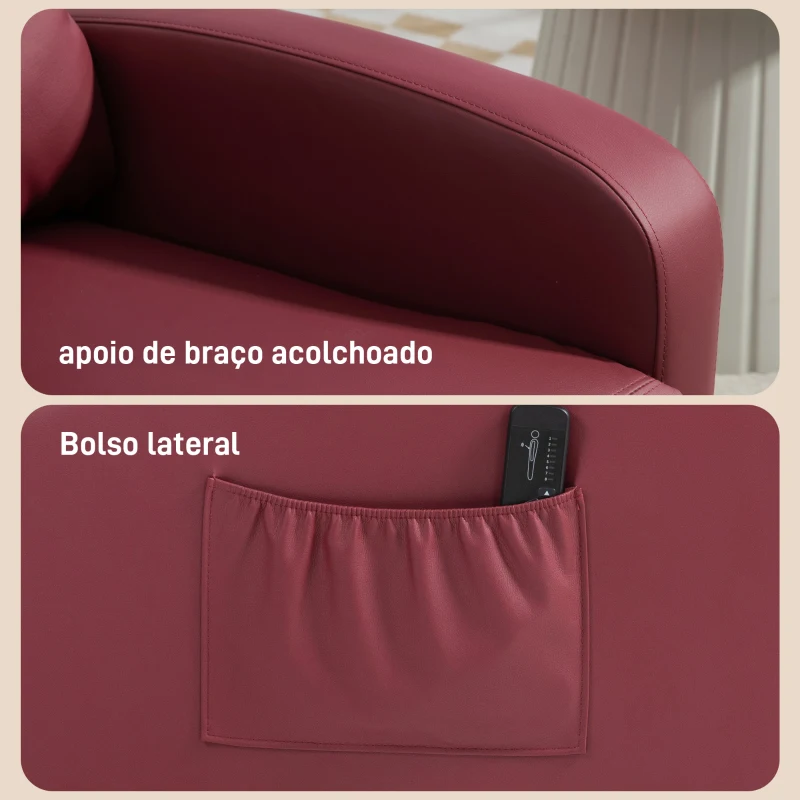 HOMCOM Poltrona de Massagem Reclinável com 2 Zonas de Massagem 8 Programas e 5 Níveis de Intensidade 68x88x98 cm Borgonha