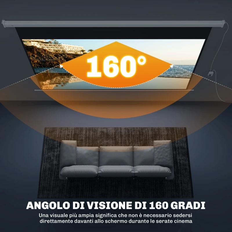 HOMCOM Telo per Proiettore 120 Pollici con Telecomando, in PVC e Metallo, 293x8x193 cm, Bianco