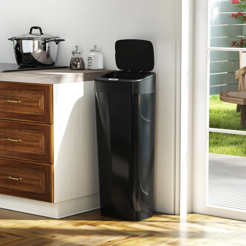 HOMCOM 50L Stainless Steel Sensor Bin - Black