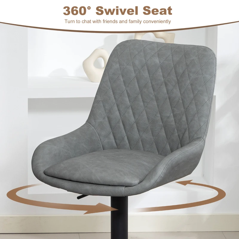 HOMCOM Set of Two Faux Leather Retro Bar Stools - Light Grey