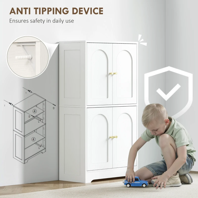 HOMCOM 4-Door Kitchen Storage Cabinet with Adjustable Shelves - White