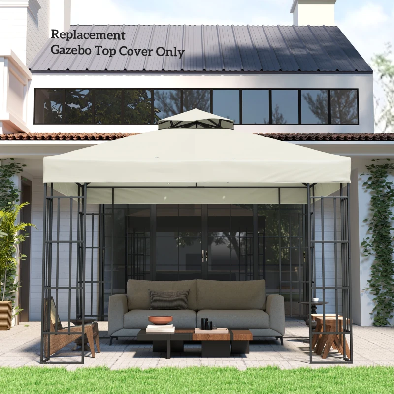 Outsunny Copertura per Gazebo da Giardino 3x3m UPF30+ a 2 Livelli in Poliestere Grigio Chiaro