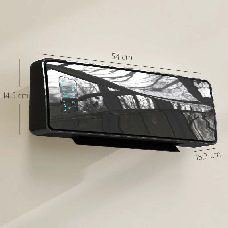 HOMCOM 2000W Ceramic Electric Heater with Fan, Adjustable Thermostat, Wall Mounted - Black