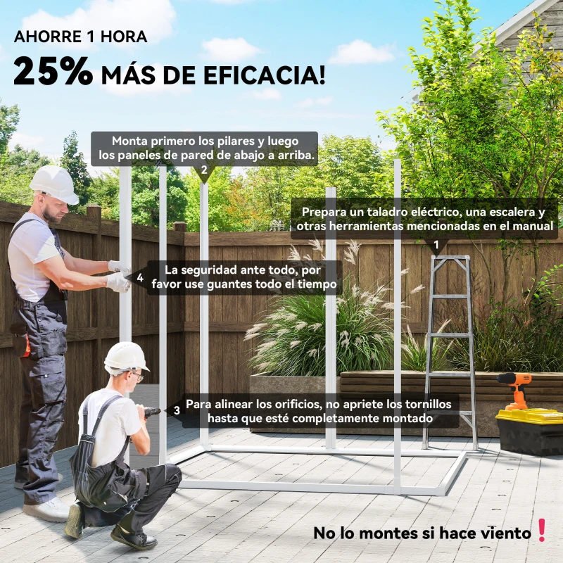 Outsunny Caseta de Jardín Exterior 182x151x219 cm con Suelo Puerta Cerrada y Techo Inclinado para Almacenar Herramientas Gris