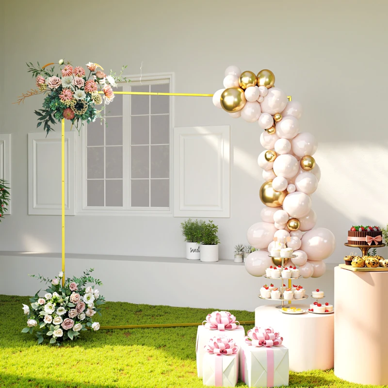 Outsunny Arc de grădină pentru trandafiri din metal Arc de nuntă rezistent la intemperii pentru decor terasă 200x40x200 cm auriu