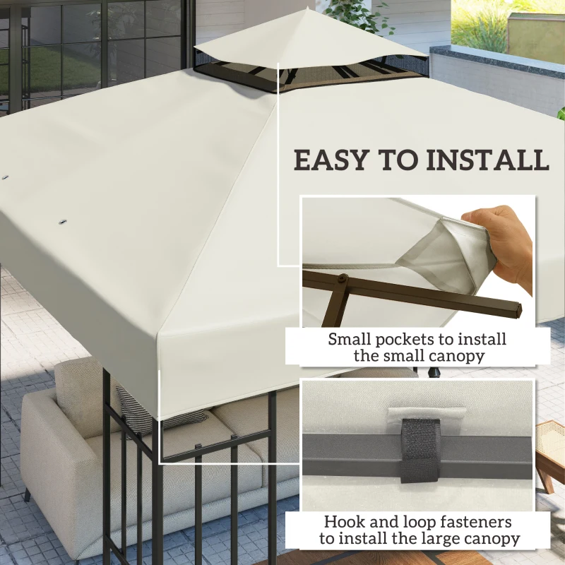 Outsunny Copertura per Gazebo da Giardino 3x3m UPF30+ a 2 Livelli in Poliestere Grigio Chiaro