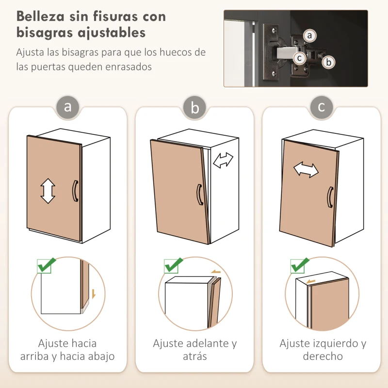 HOMCOM Alacena de Cocina Mueble Auxiliar de Cocina con 5 Puertas Estante Ajustable y Encimera de Microondas 100x40x180cm Gris