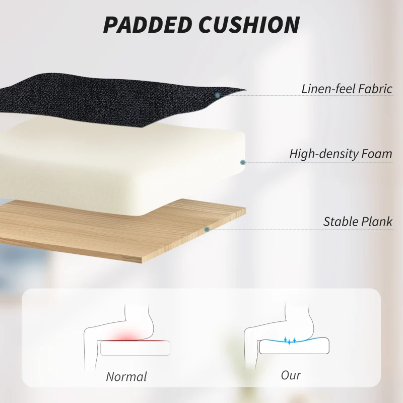 HOMCOM Linen-Look Double-Padded Office Chair - Black