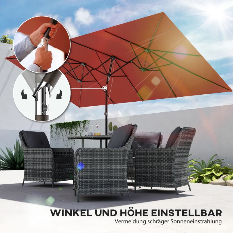 Outsunny Großer Sonnensschirm, höhenverstellbar, neigbar, 150x295x170-214 cm, Weinrot