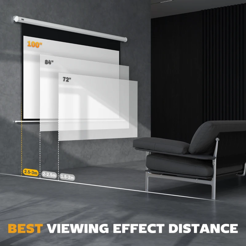 HOMCOM Telo per Proiettore 100" 16:9 Motorizzato con Telecomando, 251x8x168 cm, Bianco