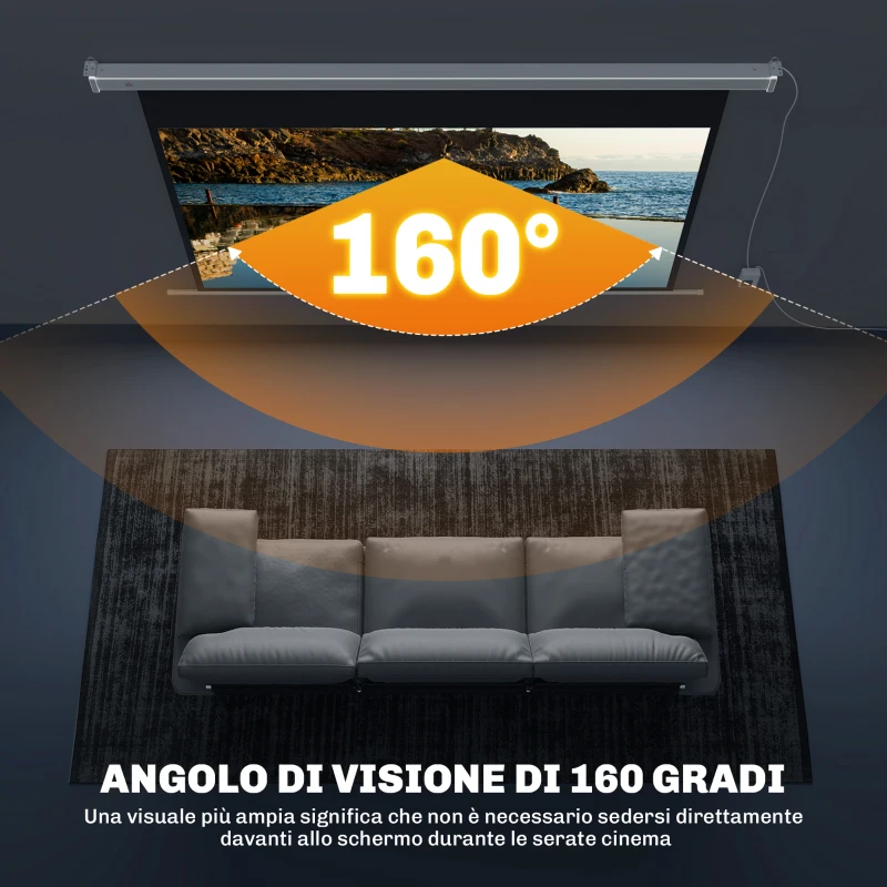 HOMCOM Telo per Proiettore 84 Pollici con Telecomando, in PVC e Metallo, 212x8x150 cm, Bianco