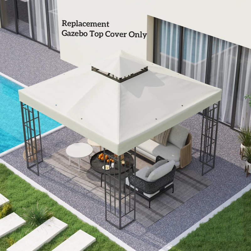 Outsunny Copertura per Gazebo da Giardino 3x3m UPF30+ a 2 Livelli in Poliestere Grigio Chiaro