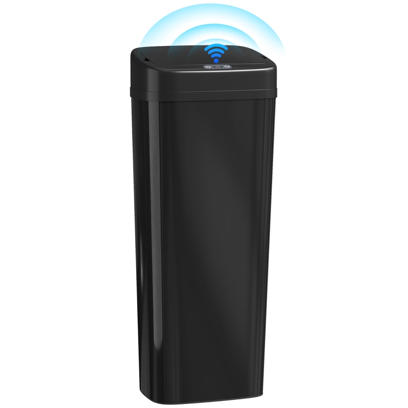 HOMCOM 50L Stainless Steel Sensor Bin - Black