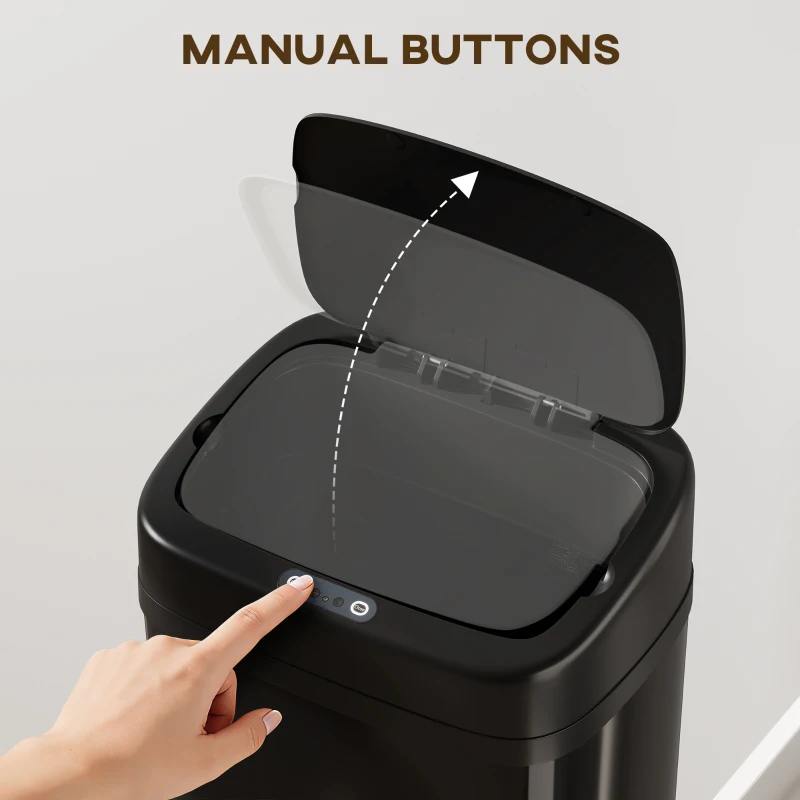 HOMCOM 50L Stainless Steel Sensor Bin - Black
