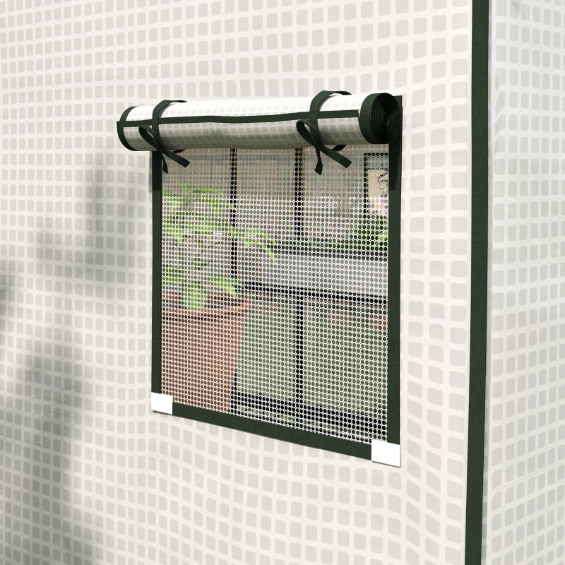 Outsunny Copertura PE per Serra da Giardino con Porta a Cerniera e Finestre, 140x143x190cm, Bianco