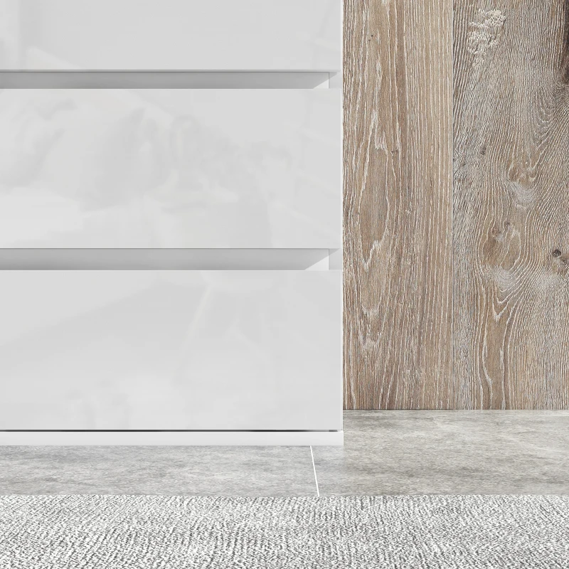 HOMCOM 5-Drawer Modern Dresser, High Gloss Storage Drawer Unit for Bedroom, White