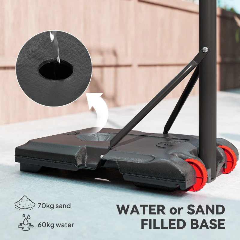 SPORTNOW Outdoor-Basketballkorb, 178-208 cm Verstellbare Korbhöhe, Basketballständer mit Rollen, für Jugendliche, Rot