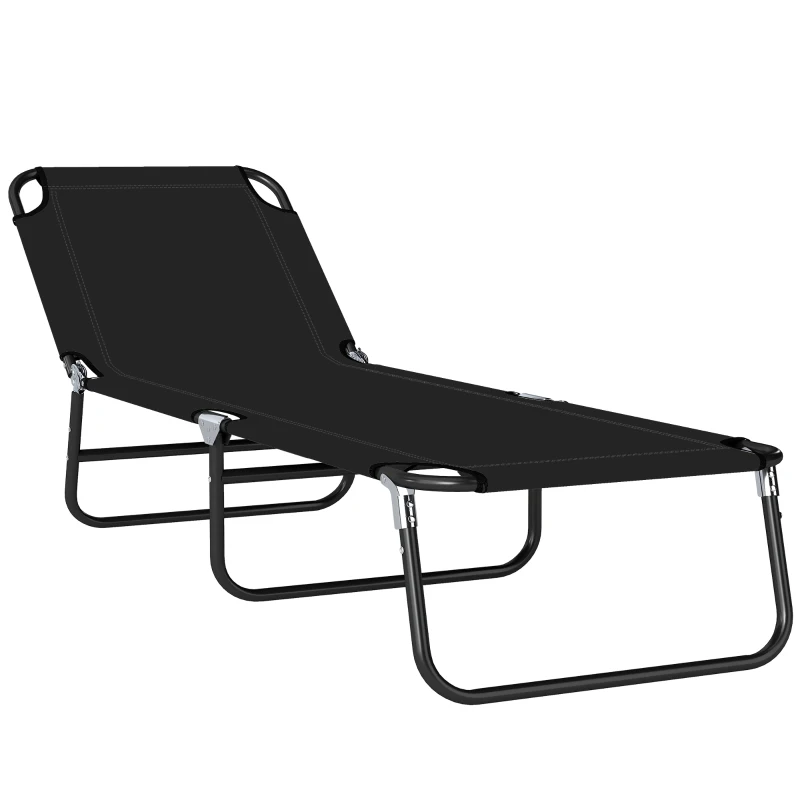Outsunny Sdraio da Giardino Pieghevole con Schienale Regolabile, Acciaio e Tessuto Oxford, 188x56x28cm, Nero