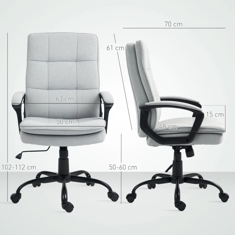 HOMCOM Linen-Look Double-Padded Office Chair - Grey