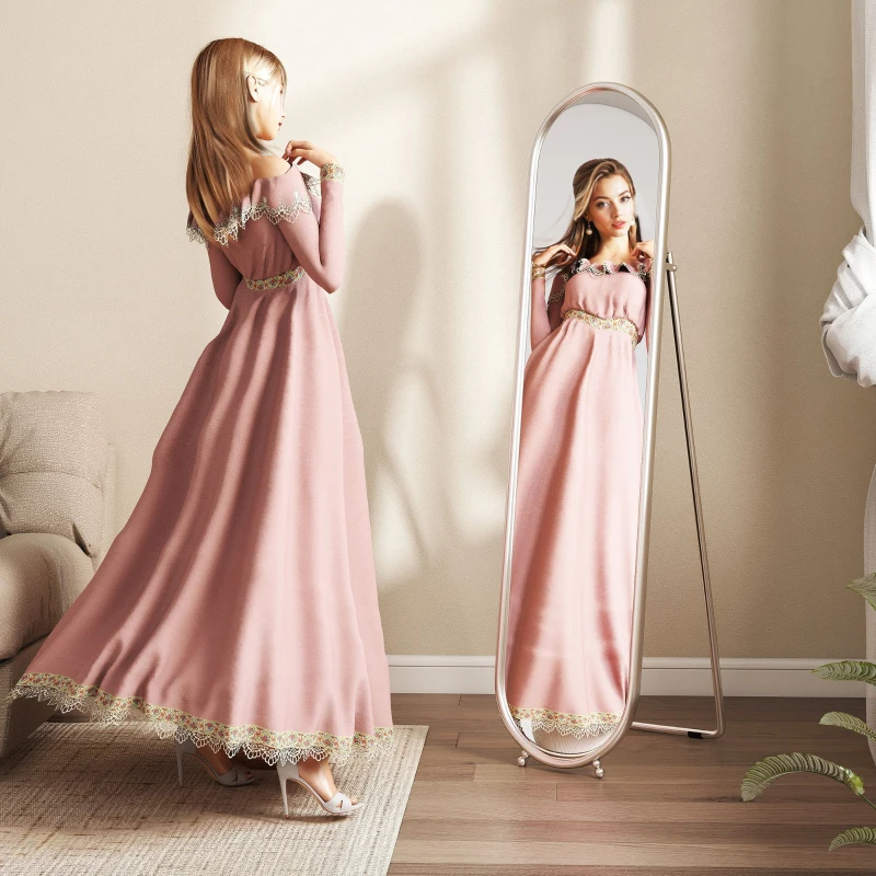 HOMCOM Espejo de Pie de Cuerpo Entero con Soporte Plegable, Cristal y Metal, 40x4x160 cm, Plateado