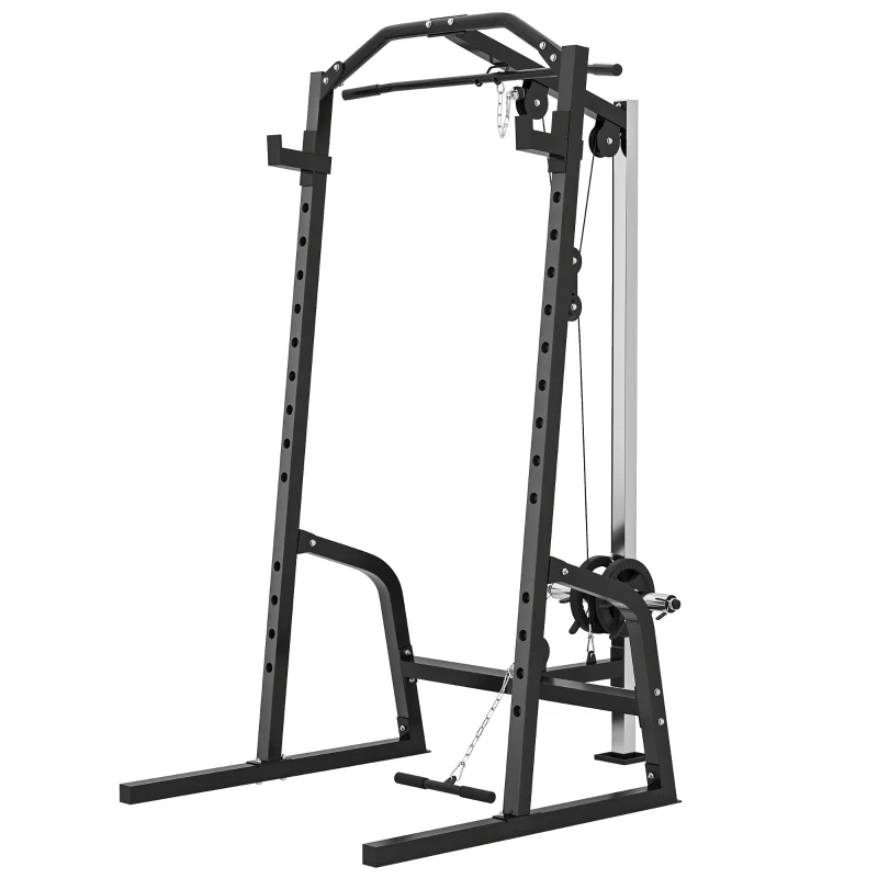 SPORTNOW Power Cage Power Rack with 15-Level Squat Rack, Cable Pulley System, Pull up Stand and Push up Stand