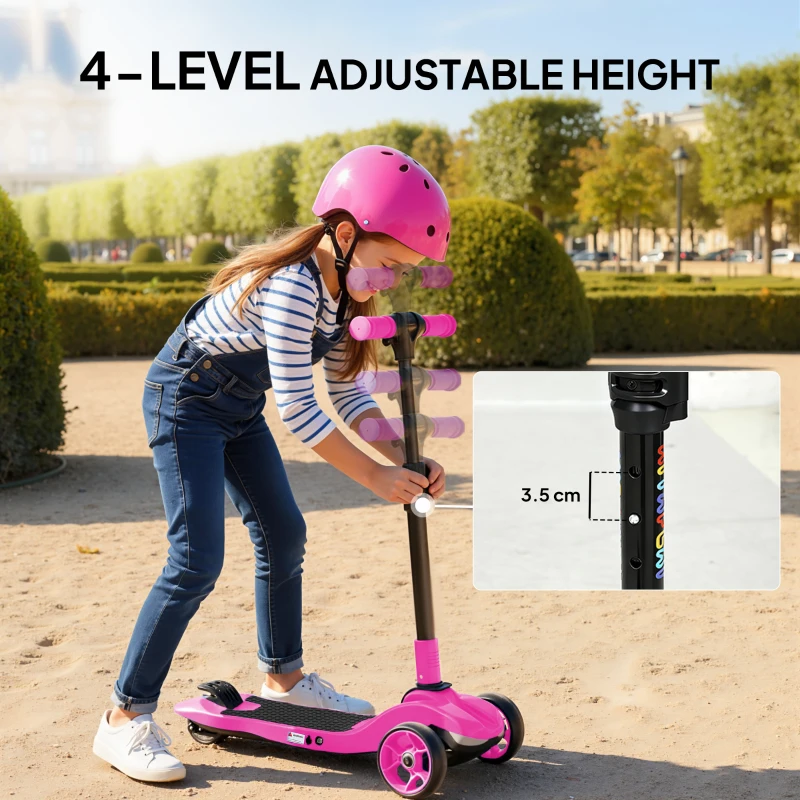 AIYAPLAY Three-Wheel Foldable Electric Scooter for Kids Aged 6-10 Years, Pink