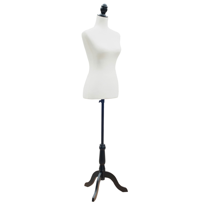 HOMCOM Maniquí Mujer Ajustable a 130-168 cm con Trípode de Madera 50 Alfileres de Colores para Fotografía de Moda Blanco