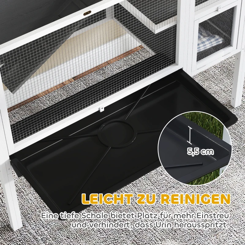 PawHut Kleintierstall für Zwerghamster, Kaninchen, Meerschweinchen, mit Zubehör, erhöhtes Design, Holz, Metall, Grau