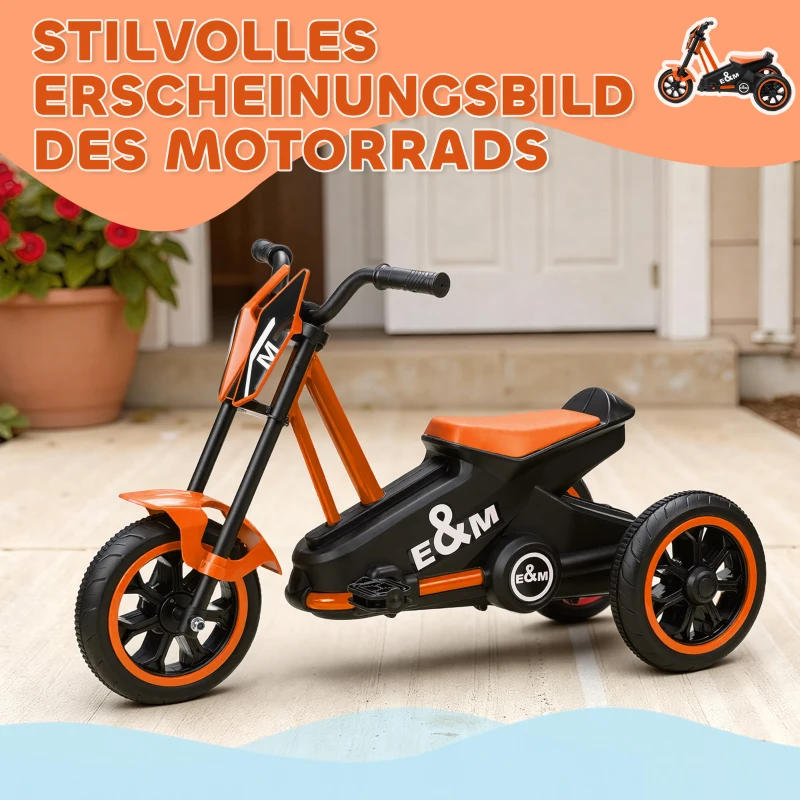AIYAPLAY Dreirad, Kinderfahrrad, Laufrad, Kinderrad mit Pedal, Lauffahrrad für Kinder 18-36 Monaten, Stahl, 79x44x47 cm, Orange