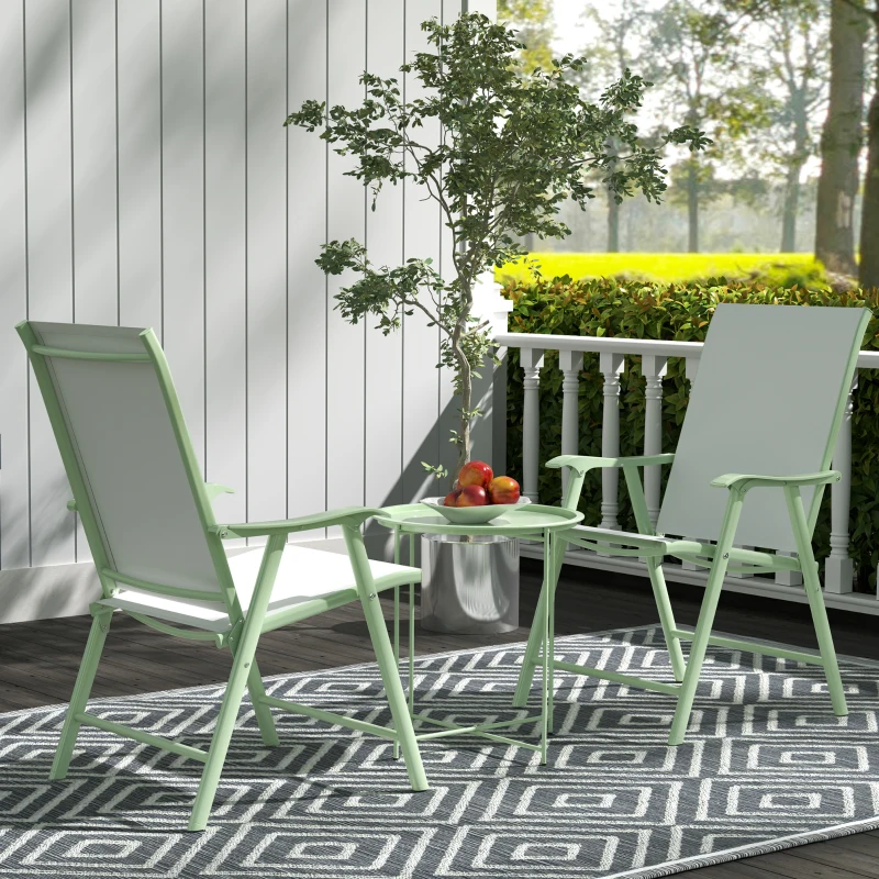Outsunny Garden Side Table with Removable Tray and Folding Legs in Steel, Ø46x50 cm, Green